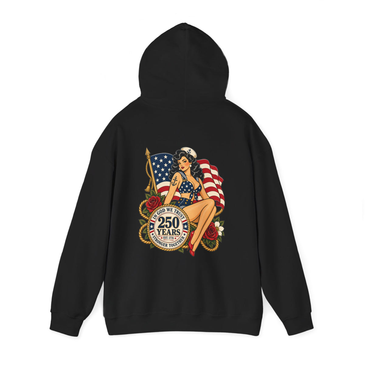 Vintage pin up sailor-patriotic-Hoodie