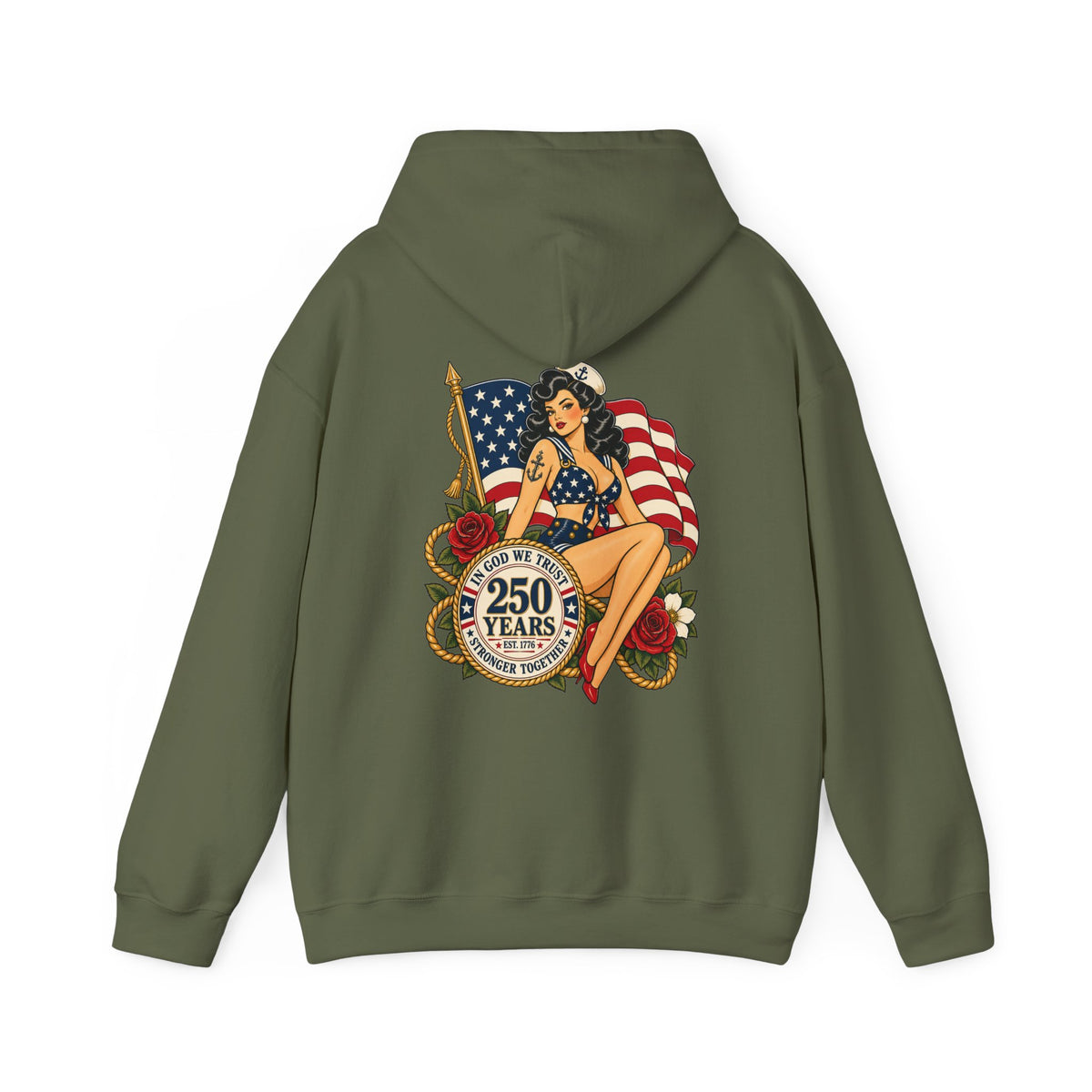 Vintage pin up sailor-patriotic-Hoodie