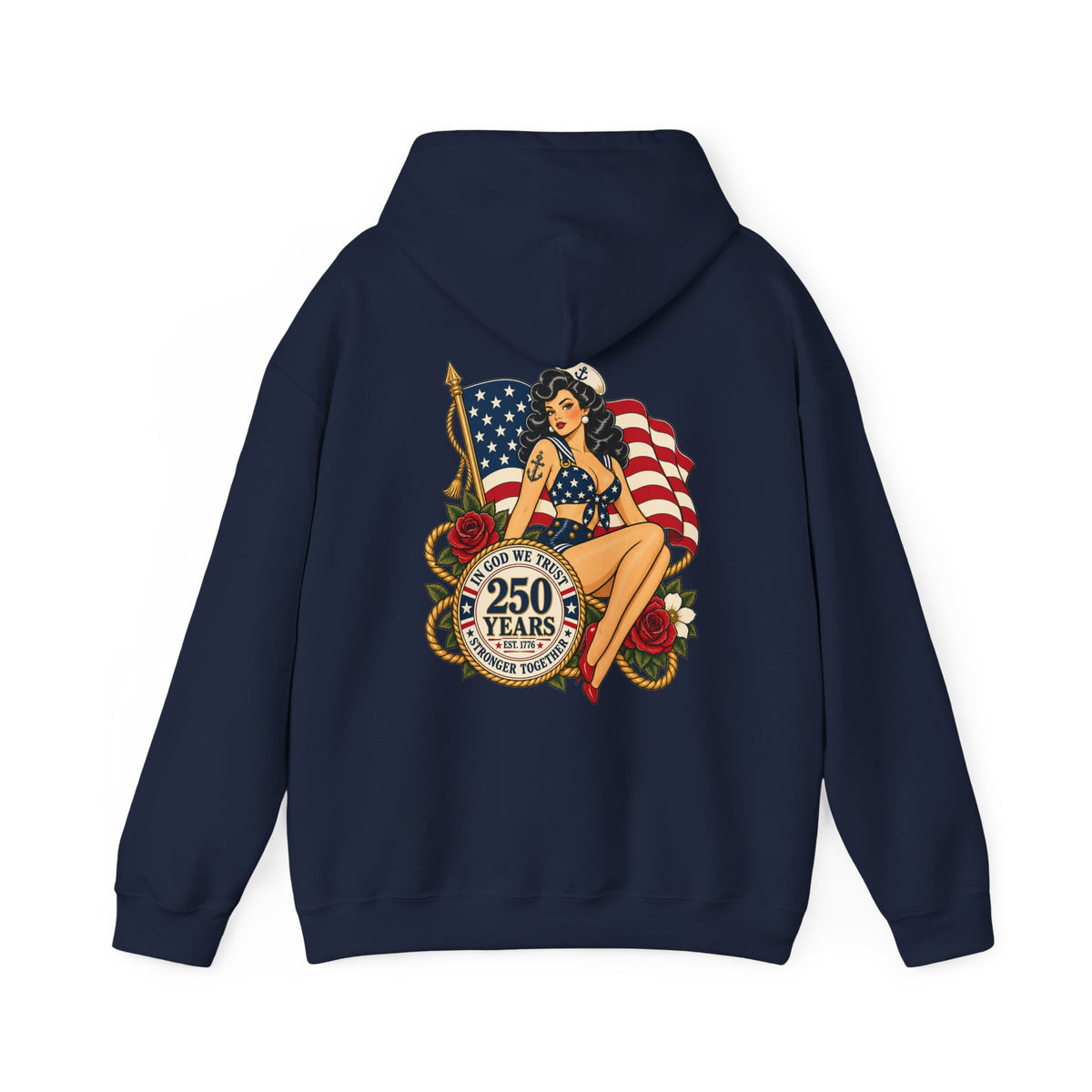 Vintage pin up sailor-patriotic-Hoodie