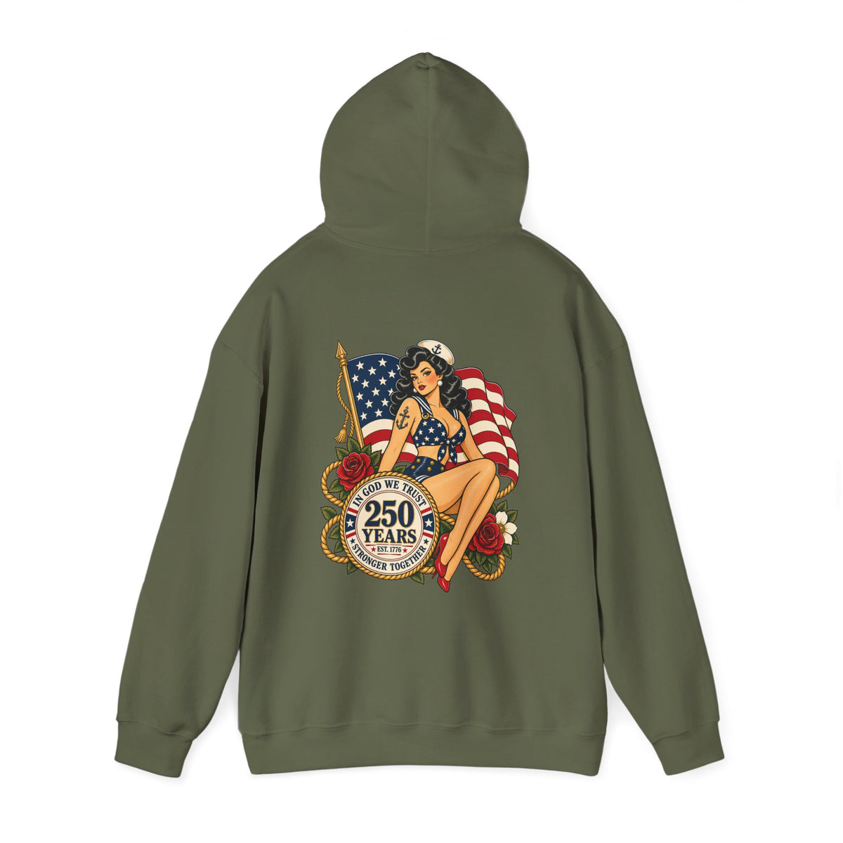 Vintage pin up sailor-patriotic-Hoodie