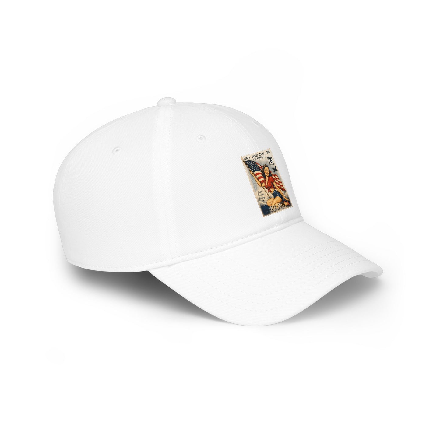Vintage American Flag Stamp Low Profile Baseball Cap