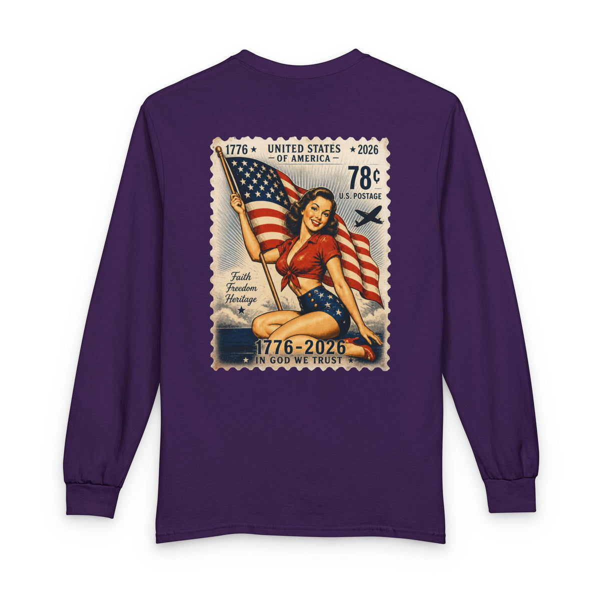 Vintage Pin-Up US Stamp - Long Sleeve T-Shirt