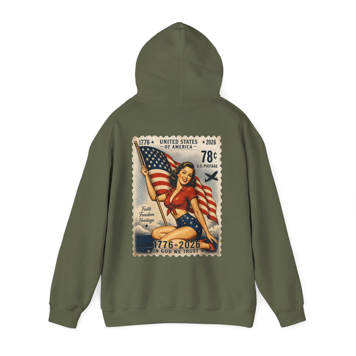 Vintage American Pin Up US Stamp-Hoodie