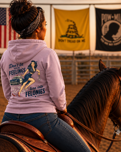 "Don't Let Your Feelings Turn Into Felonies" Retro Pin-Up Hoodie