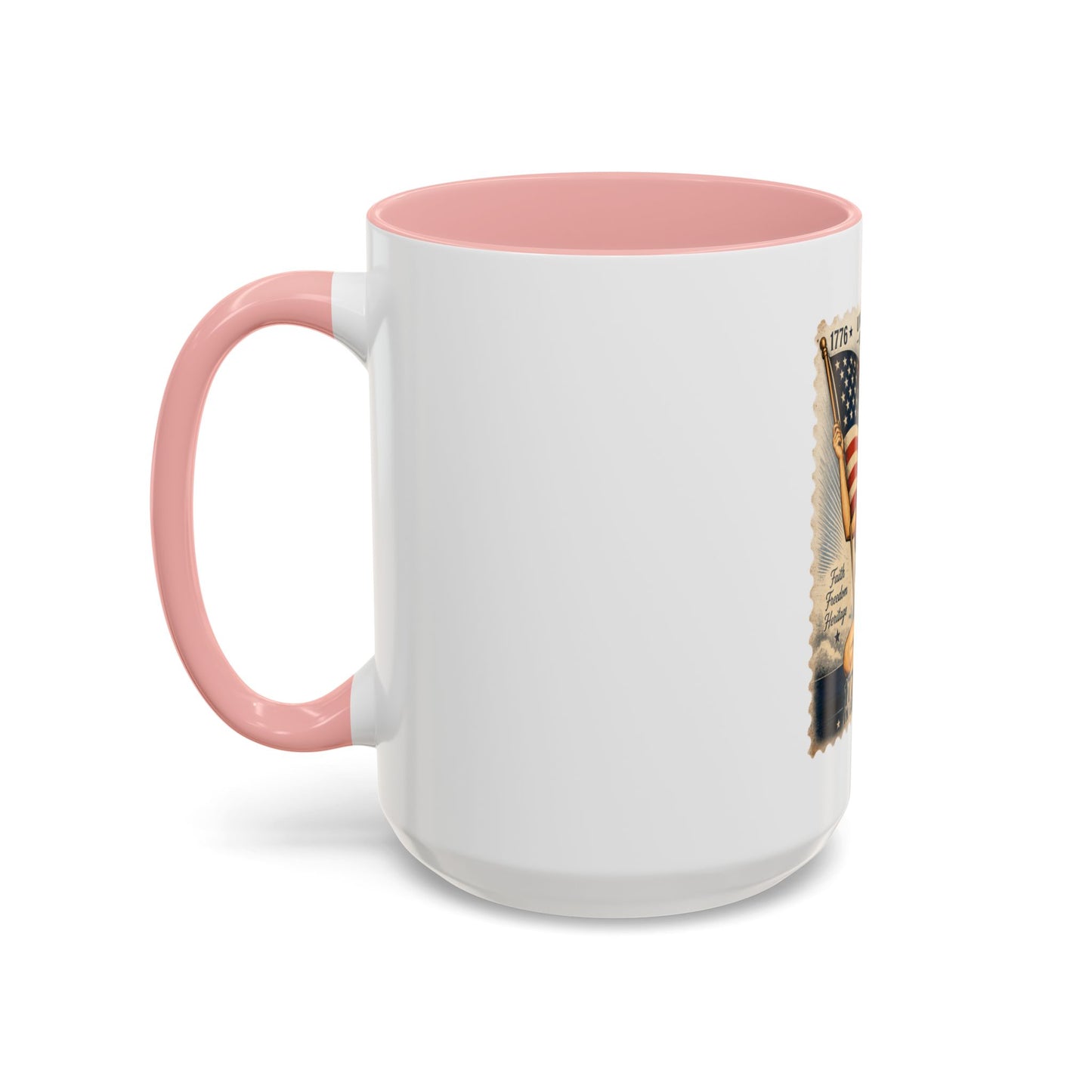 Vintage Patriotic Coffee Mug — 1776–2026 Pinup with American Flag (78 Stamp Design)