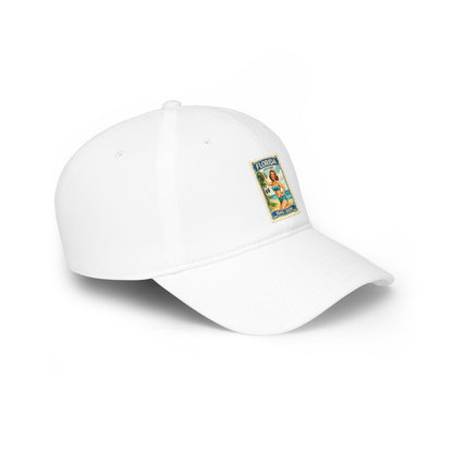 Florida Vintage Pinup Baseball Cap — Retro Beach Stamp Design