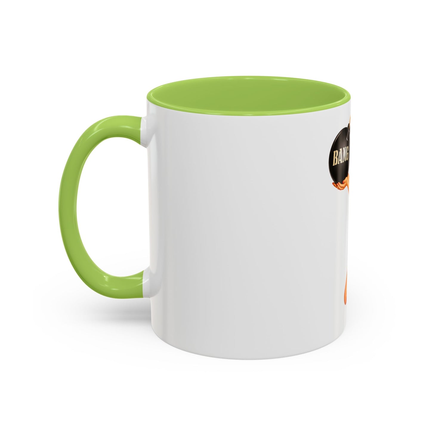 Pinup Bombshell Accent Coffee Mug — Retro 'BANG' Pin-Up Design