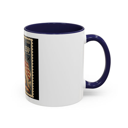 Vintage American Pin-Up Stamp Coffee Mug — Patriotic 1945 “In God We Trust” Accent Mug