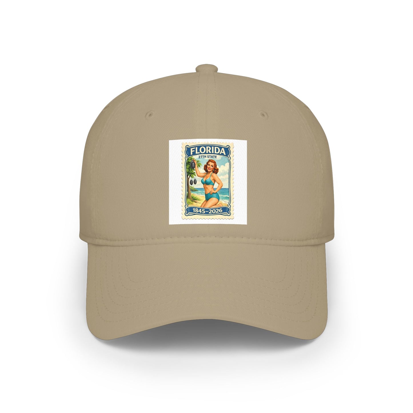 Florida Vintage Pinup Baseball Cap — Retro Beach Stamp Design