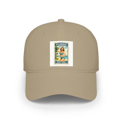 Florida Vintage Pinup Baseball Cap — Retro Beach Stamp Design