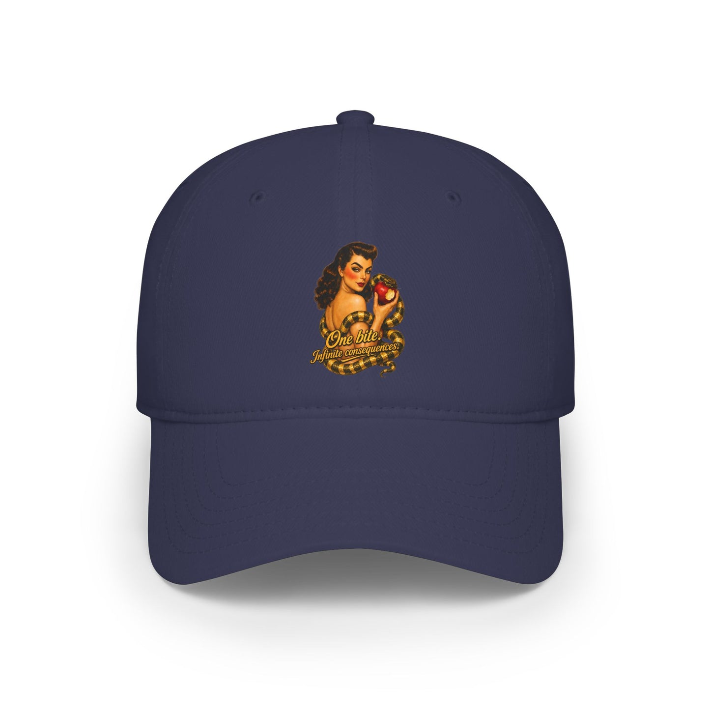 Vintage Pinup Baseball Cap — "One More Kiss" Retro Tattoo Style Low Profile Hat