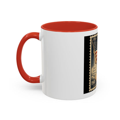 Vintage American Pin-Up Stamp Coffee Mug — Patriotic 1945 “In God We Trust” Accent Mug