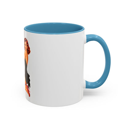 Pinup Bombshell Accent Coffee Mug — Retro 'BANG' Pin-Up Design