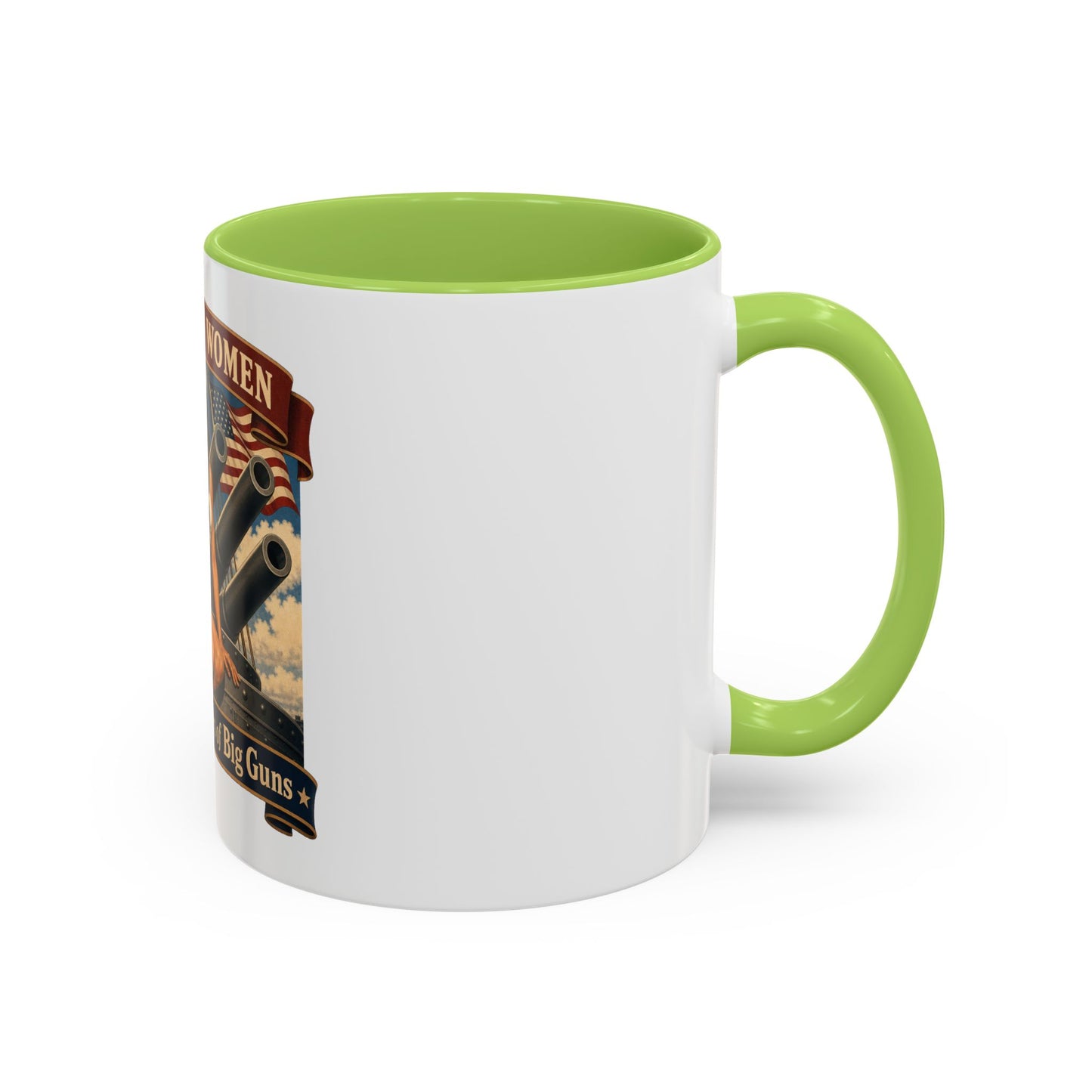 Coffee Mug — "American Women: 250 Years of Big Guns" Vintage Pin-Up Navy Design