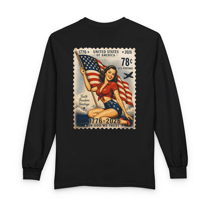 Vintage Pin-Up US Stamp - Long Sleeve T-Shirt