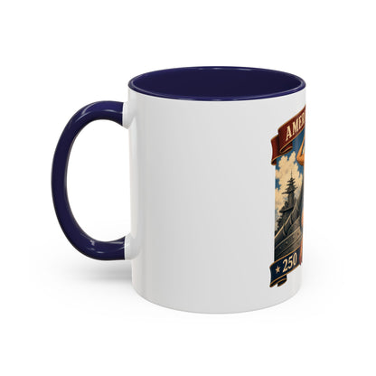 Coffee Mug — "American Women: 250 Years of Big Guns" Vintage Pin-Up Navy Design