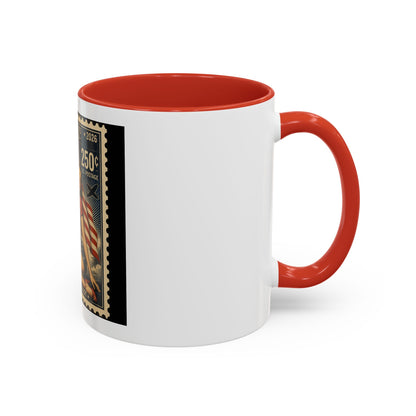 Vintage American Pin-Up Stamp Coffee Mug — Patriotic 1945 “In God We Trust” Accent Mug