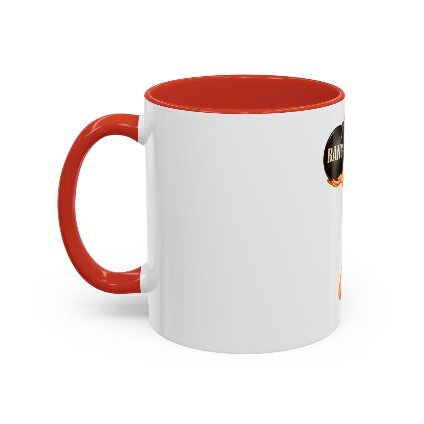 Pinup Bombshell Accent Coffee Mug — Retro 'BANG' Pin-Up Design