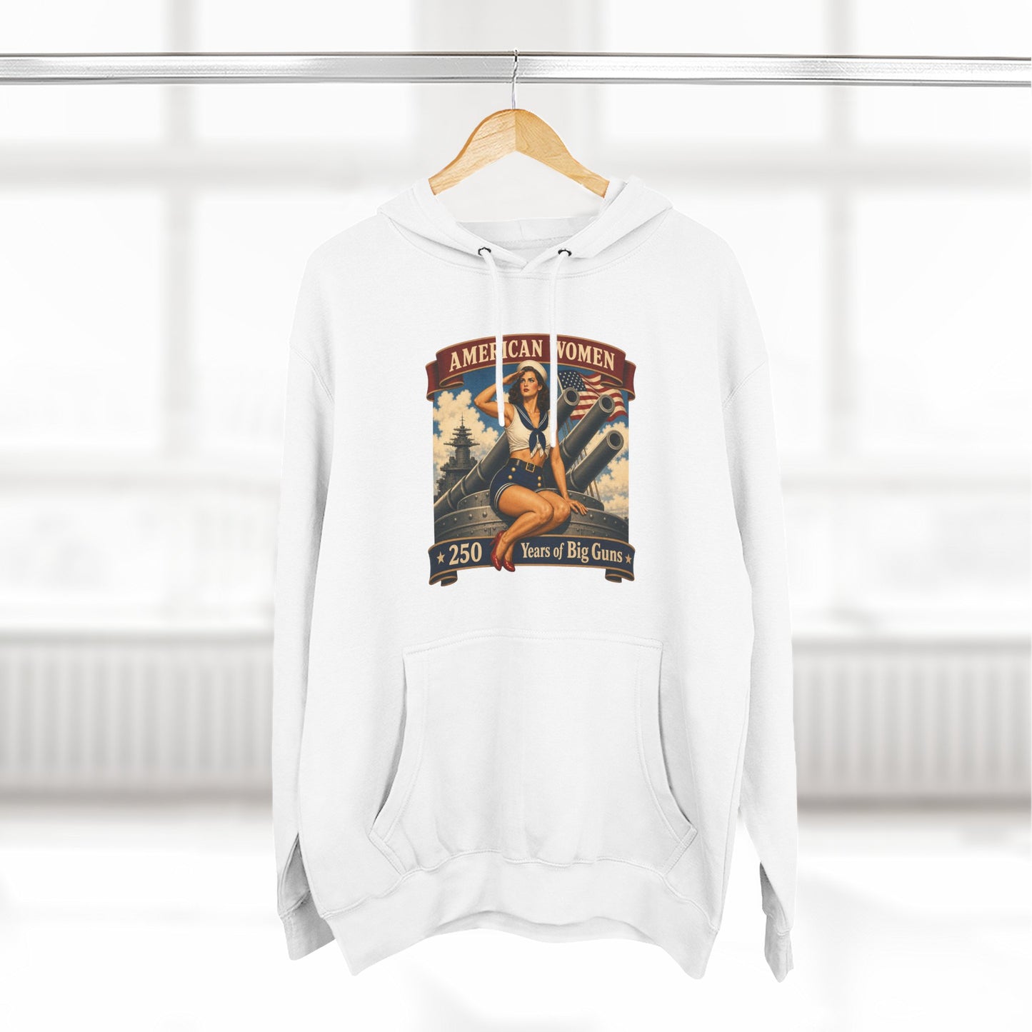 Vintage 'American Women: Years of Big Game' Hoodie — Retro Pinup Graphic Sweatshirt