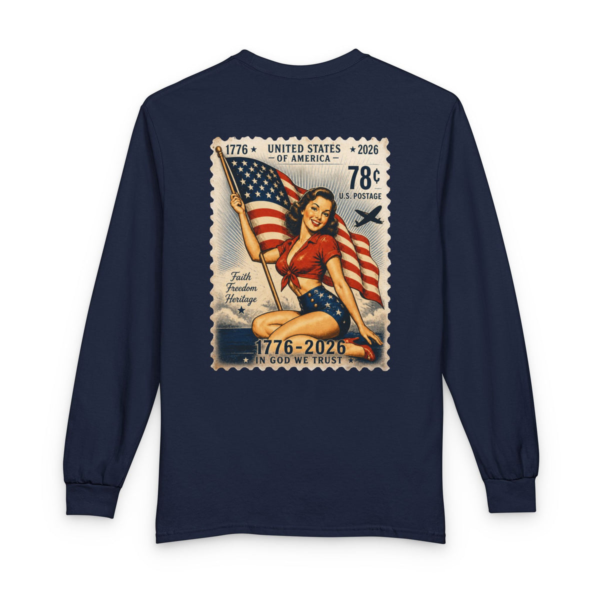 Vintage Pin-Up US Stamp - Long Sleeve T-Shirt