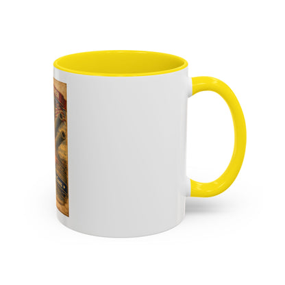 Accent Coffee Mug — Vintage 'American Women 250 Years of Big Guns' Pin-Up Military Design (11oz, 15oz)