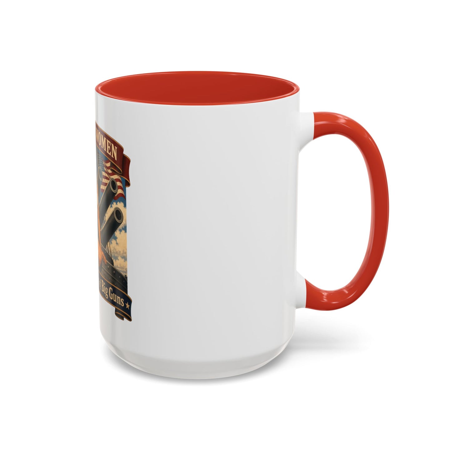 Coffee Mug — "American Women: 250 Years of Big Guns" Vintage Pin-Up Navy Design