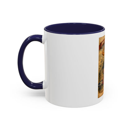 Accent Coffee Mug — Vintage 'American Women 250 Years of Big Guns' Pin-Up Military Design (11oz, 15oz)