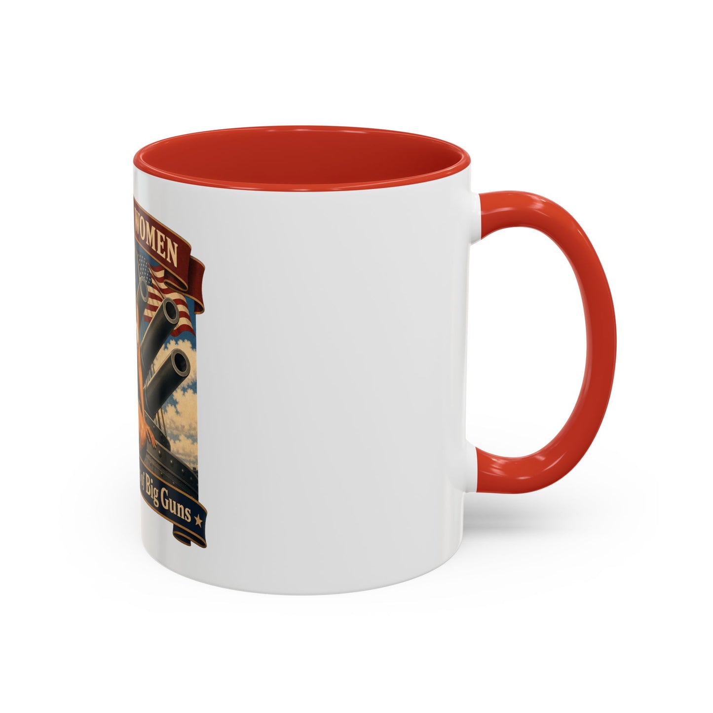 Coffee Mug — "American Women: 250 Years of Big Guns" Vintage Pin-Up Navy Design