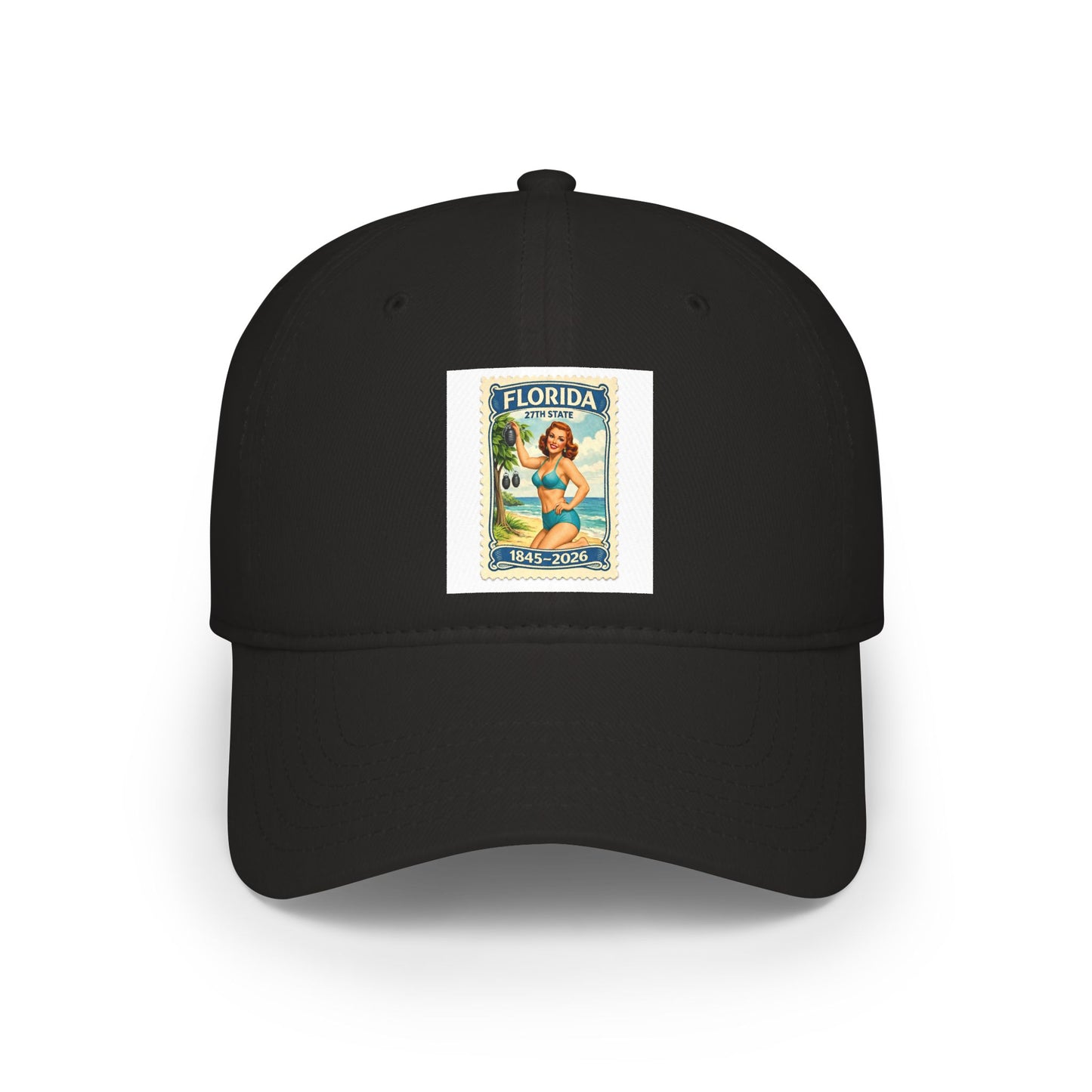 Florida Vintage Pinup Baseball Cap — Retro Beach Stamp Design