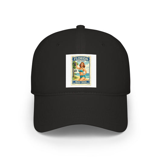 Florida Vintage Pinup Baseball Cap — Retro Beach Stamp Design