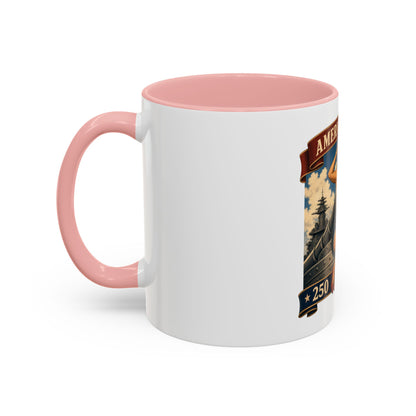 Coffee Mug — "American Women: 250 Years of Big Guns" Vintage Pin-Up Navy Design