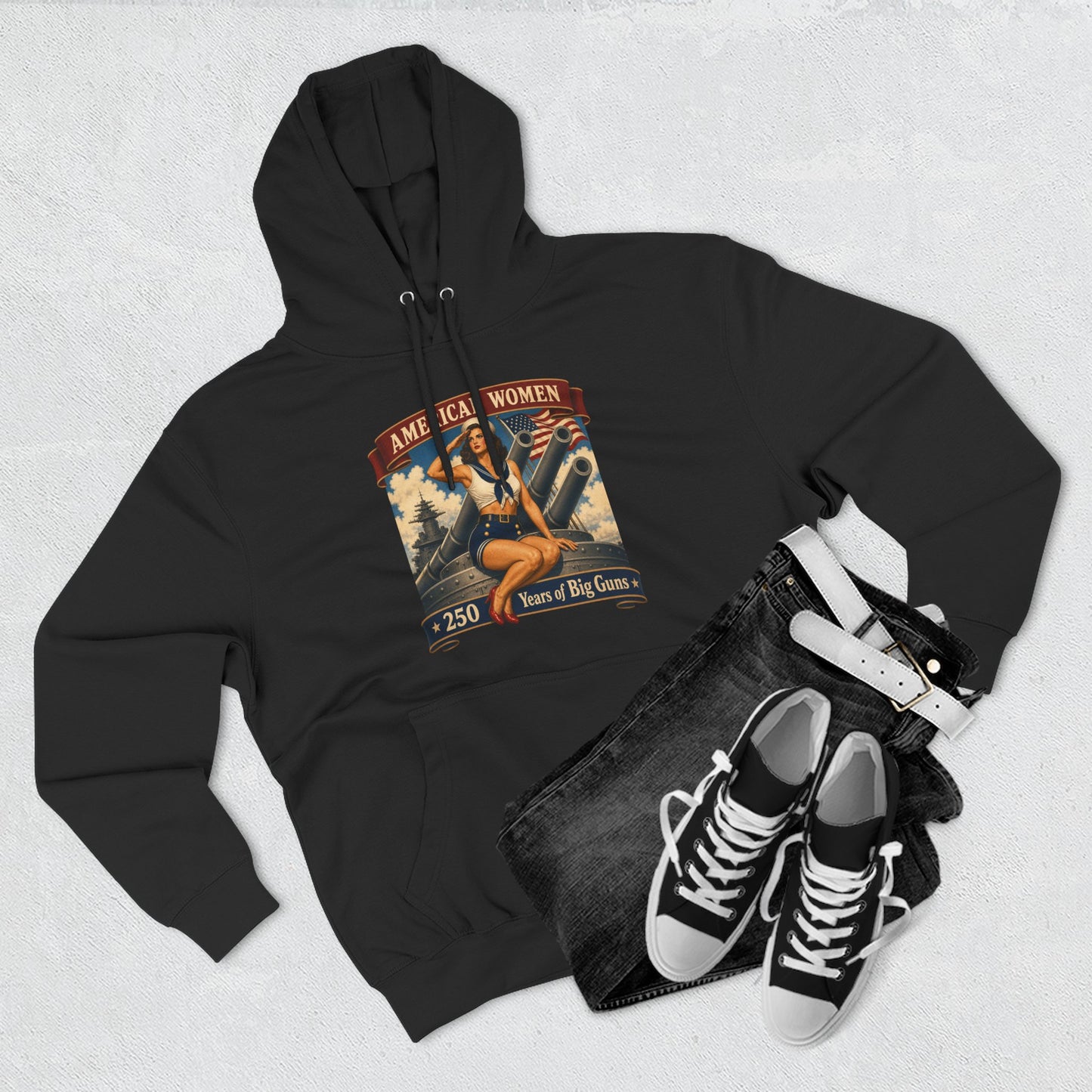 Vintage 'American Women: Years of Big Game' Hoodie — Retro Pinup Graphic Sweatshirt