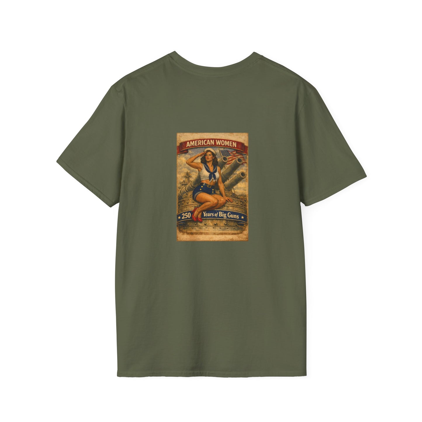 American Women Vintage Pin-Up T-Shirt — Patriotic Retro Sailor Graphic Tee
