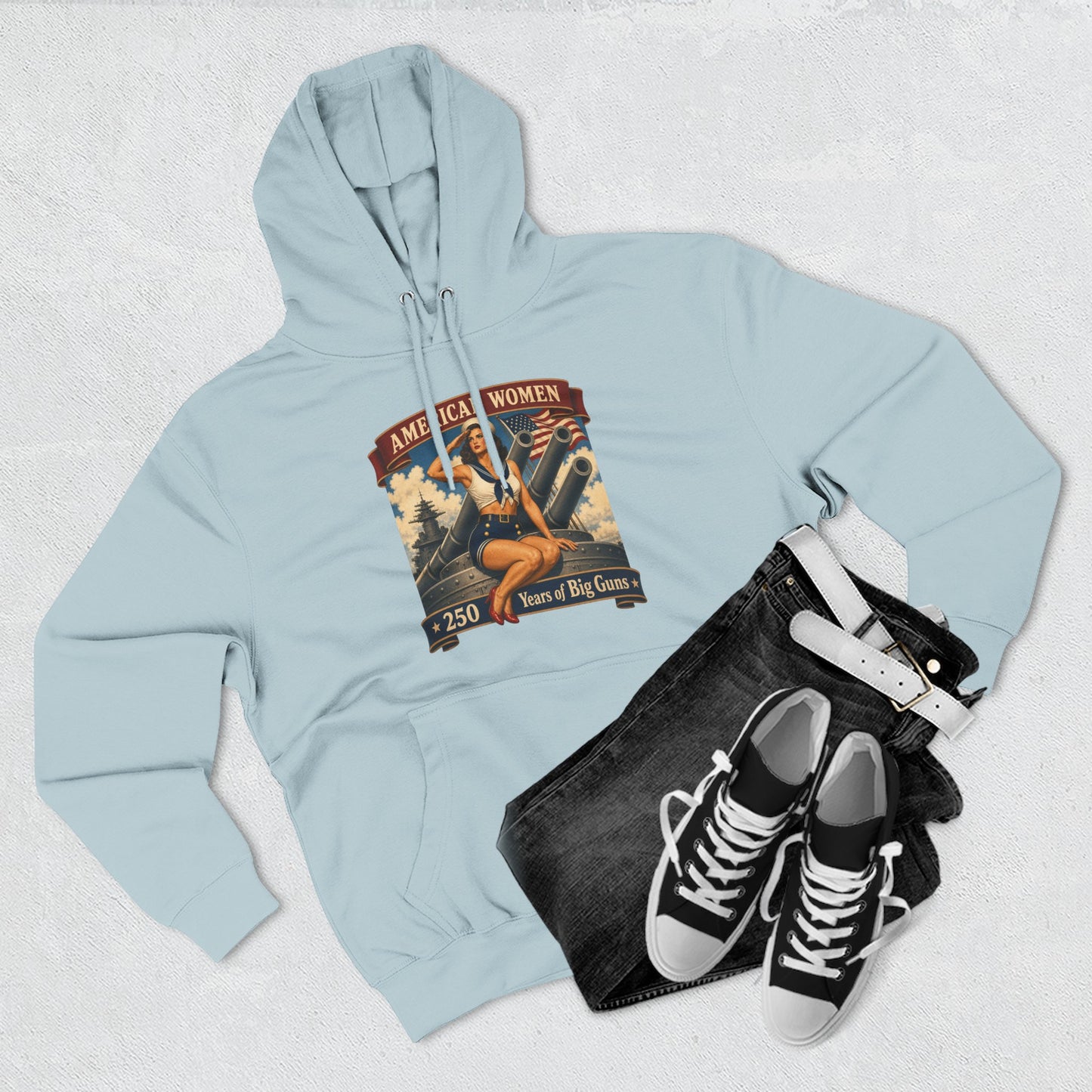 Vintage 'American Women: Years of Big Game' Hoodie — Retro Pinup Graphic Sweatshirt