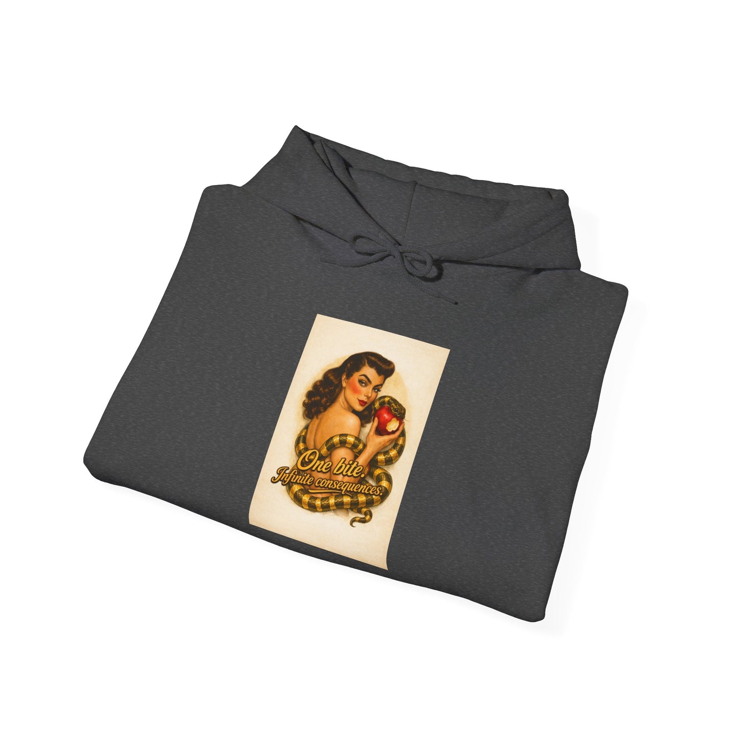 Vintage Pin-Up Apple Hoodie — Retro Tattoo Girl Graphic Sweatshirt