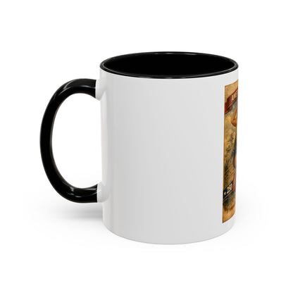 Accent Coffee Mug — Vintage 'American Women 250 Years of Big Guns' Pin-Up Military Design (11oz, 15oz)