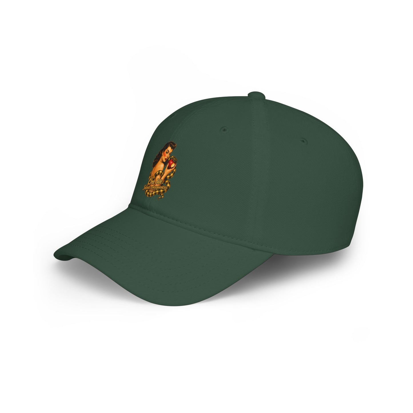 Vintage Pinup Baseball Cap — "One More Kiss" Retro Tattoo Style Low Profile Hat