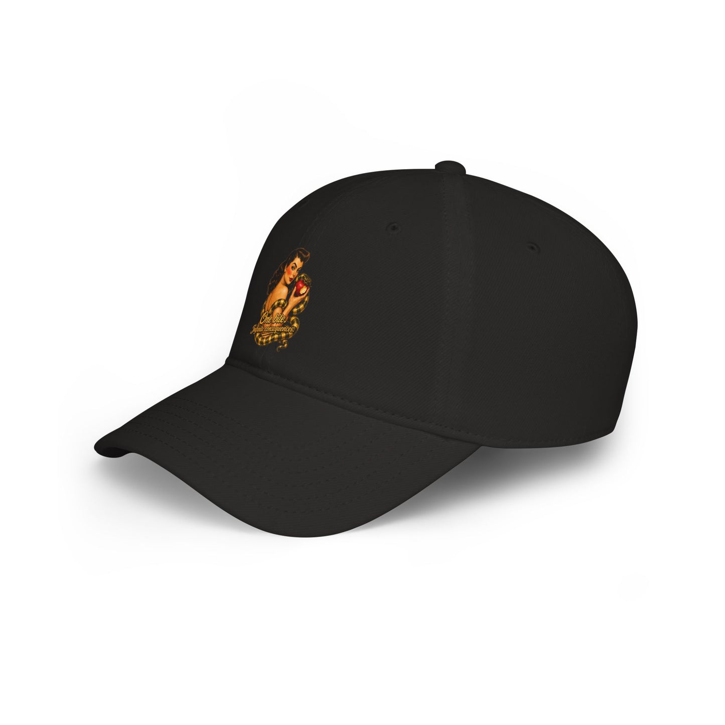 Vintage Pinup Baseball Cap — "One More Kiss" Retro Tattoo Style Low Profile Hat