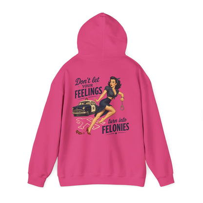"Don't Let Your Feelings Turn Into Felonies" Retro Pin-Up Hoodie