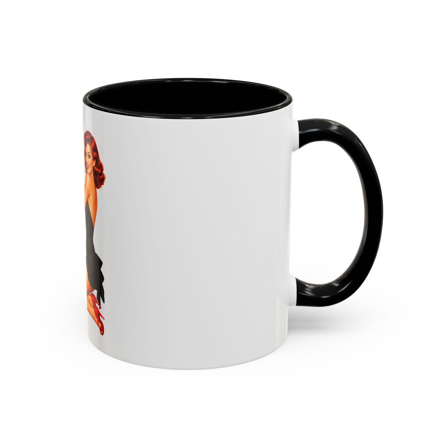 Pinup Bombshell Accent Coffee Mug — Retro 'BANG' Pin-Up Design
