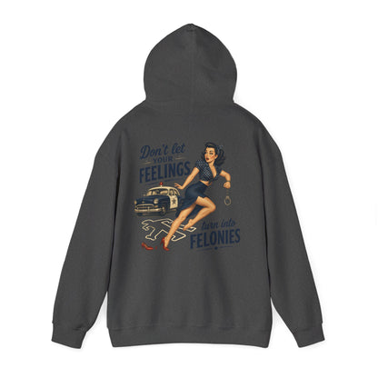 "Don't Let Your Feelings Turn Into Felonies" Retro Pin-Up Hoodie