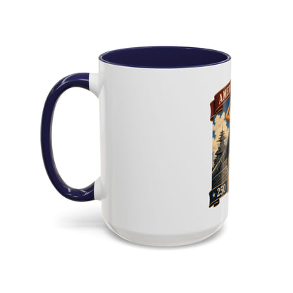 Coffee Mug — "American Women: 250 Years of Big Guns" Vintage Pin-Up Navy Design