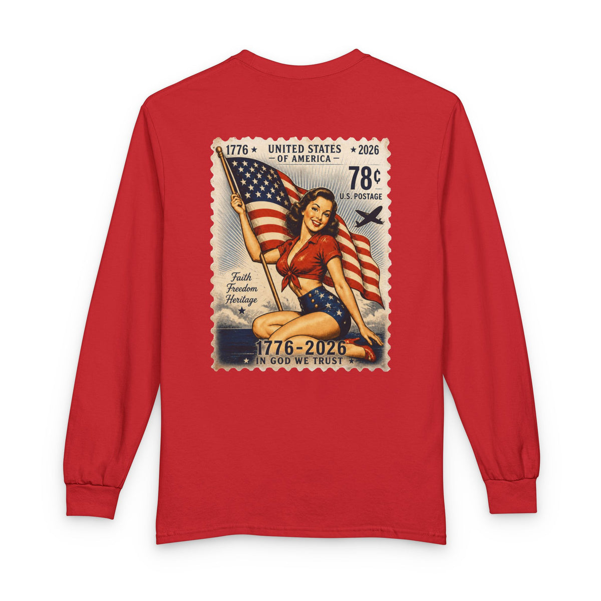 Vintage Pin-Up US Stamp - Long Sleeve T-Shirt
