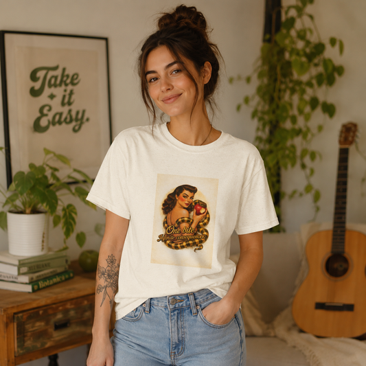 Pin-Up Poison Apple T-Shirt — "One Bite" Retro Graphic Tee