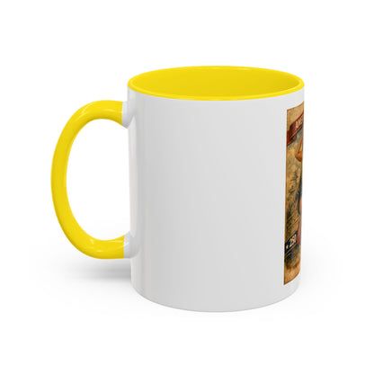 Accent Coffee Mug — Vintage 'American Women 250 Years of Big Guns' Pin-Up Military Design (11oz, 15oz)