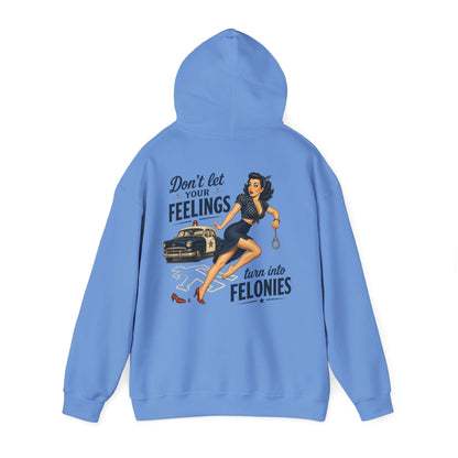 "Don't Let Your Feelings Turn Into Felonies" Retro Pin-Up Hoodie