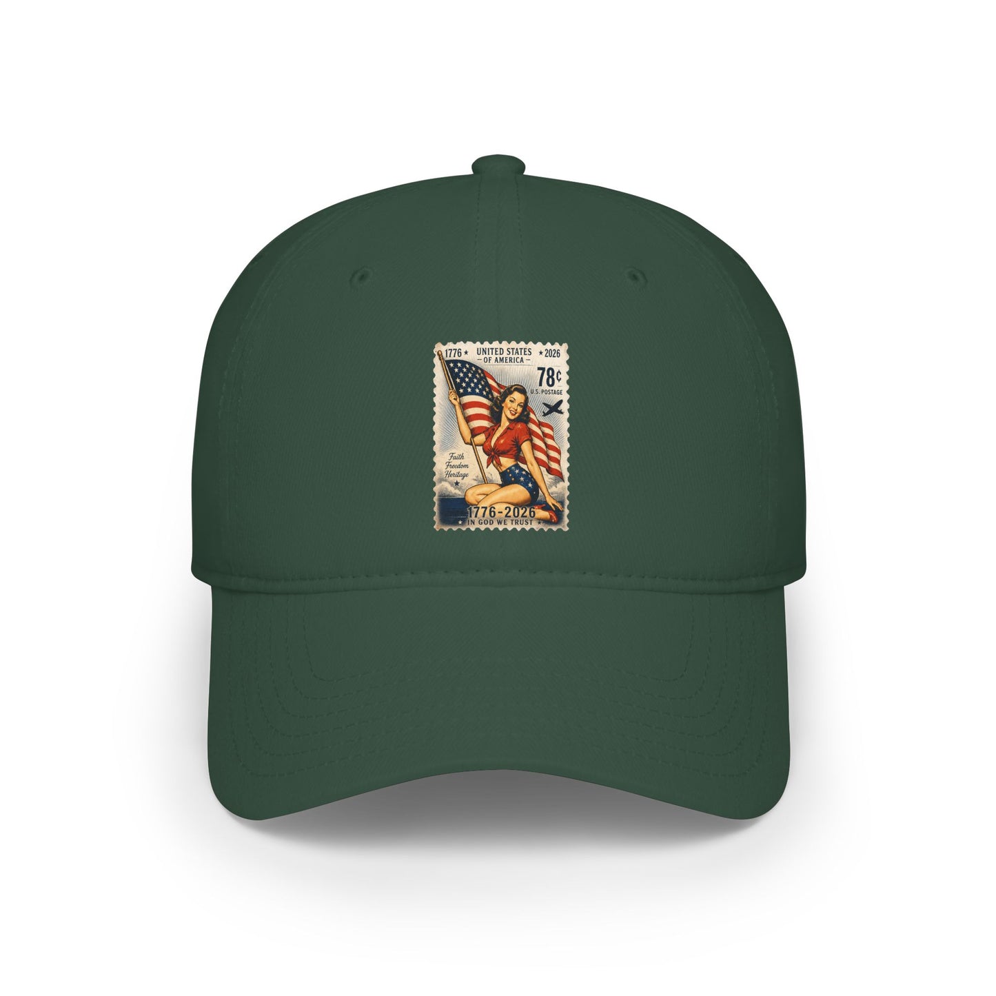 Vintage American Flag Stamp Low Profile Baseball Cap