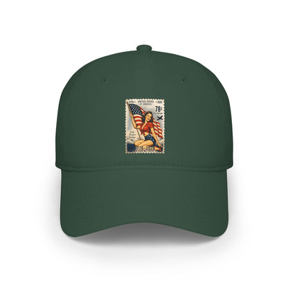 Vintage American Flag Stamp Low Profile Baseball Cap