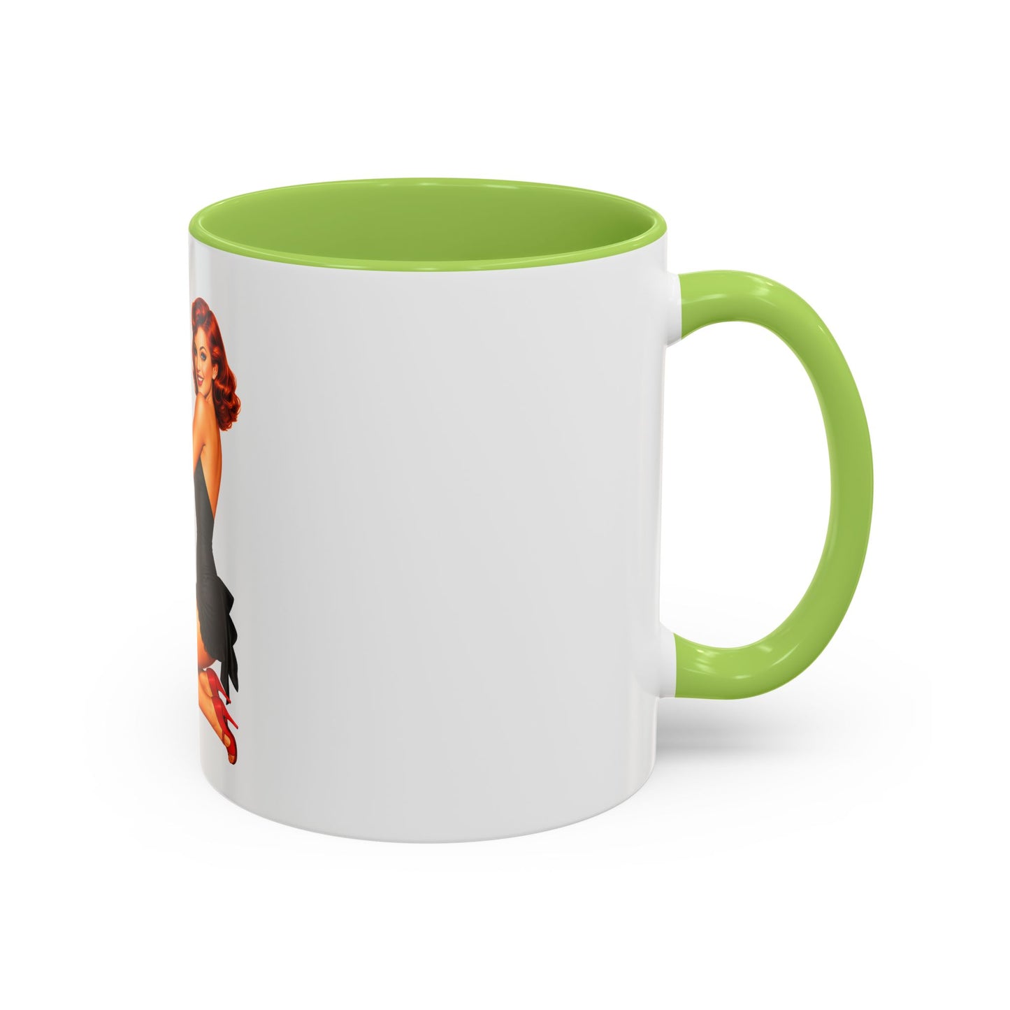 Pinup Bombshell Accent Coffee Mug — Retro 'BANG' Pin-Up Design