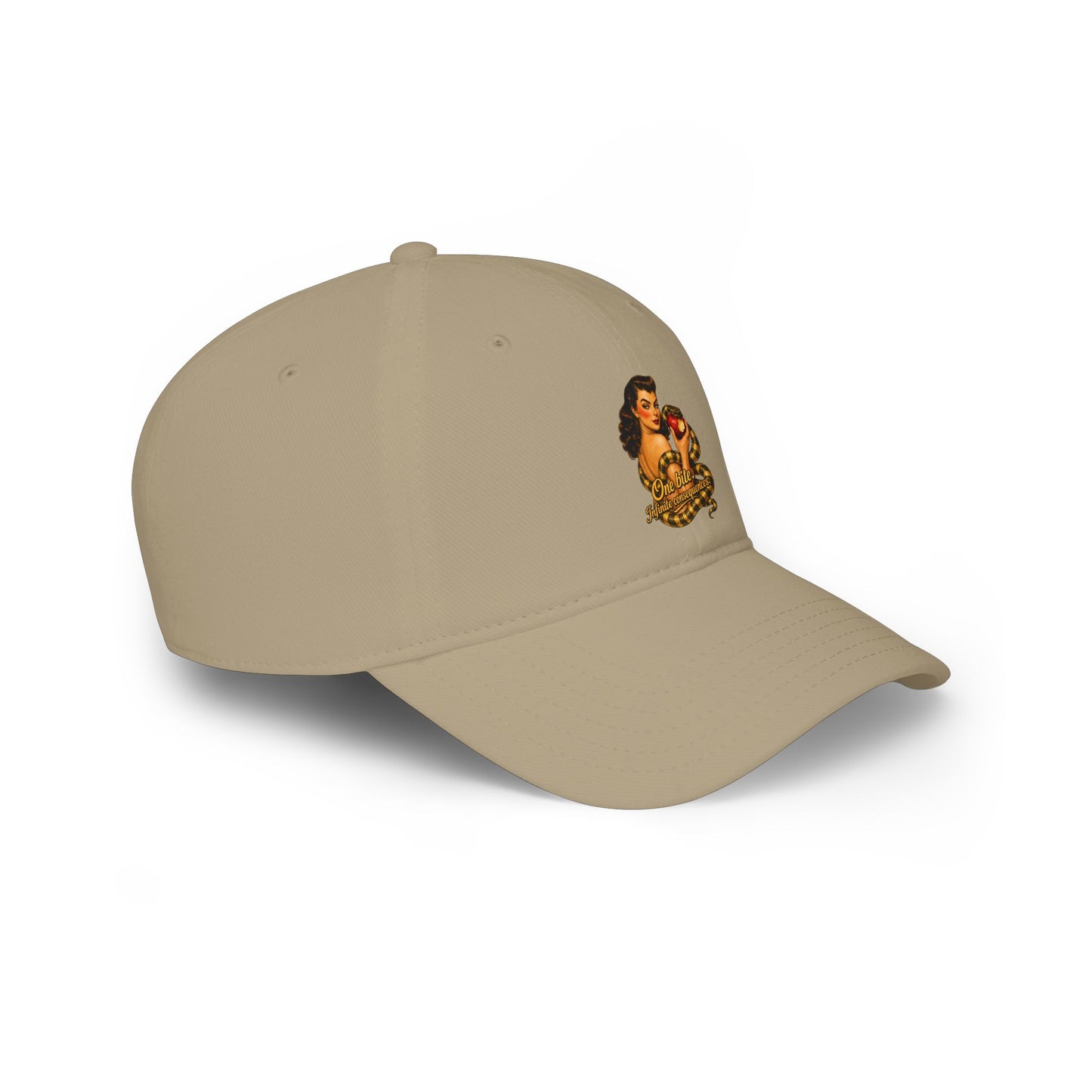 Vintage Pinup Baseball Cap — "One More Kiss" Retro Tattoo Style Low Profile Hat
